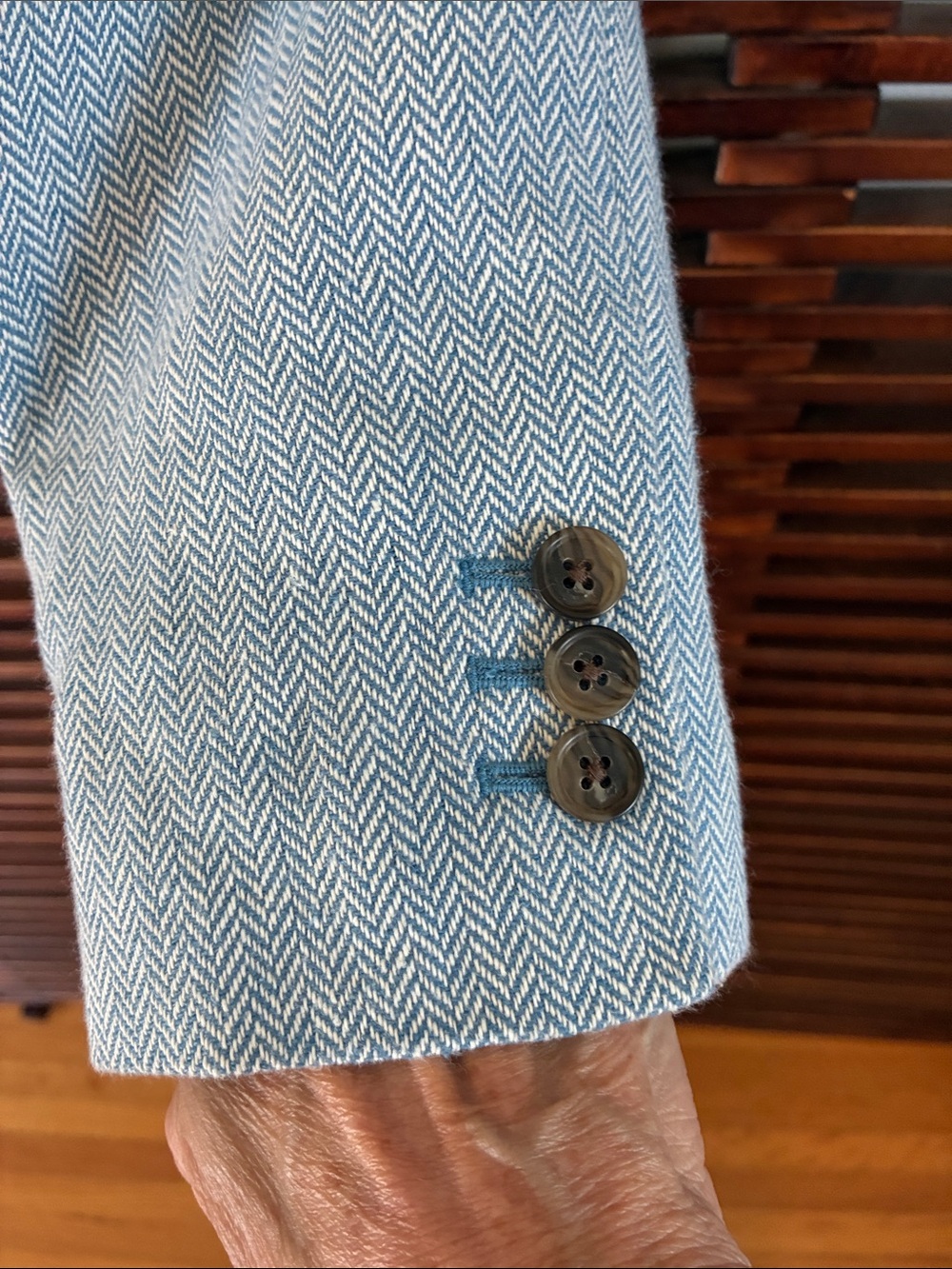 J. Crew Factory Light Blue Herringbone Single-Button Blazer - Picture 5 of 9